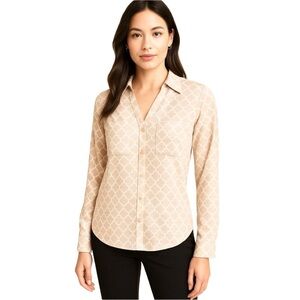 EXPRESS Portofino Tile Print Button Front Blouse